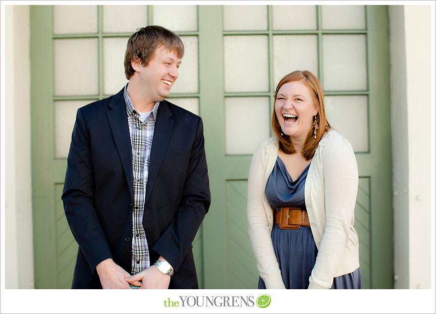 travel themed engagement session, san diego engagement session, engagement session with suitcases, san diego downtown engagement session, train station engagement session