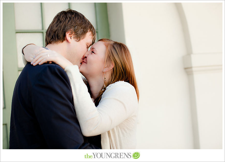 travel themed engagement session, san diego engagement session, engagement session with suitcases, san diego downtown engagement session, train station engagement session