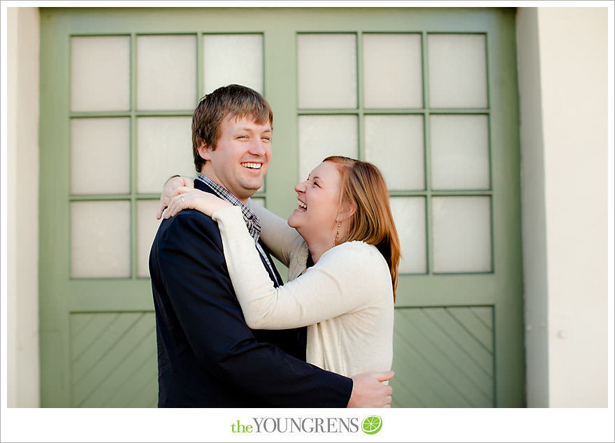 travel themed engagement session, san diego engagement session, engagement session with suitcases, san diego downtown engagement session, train station engagement session