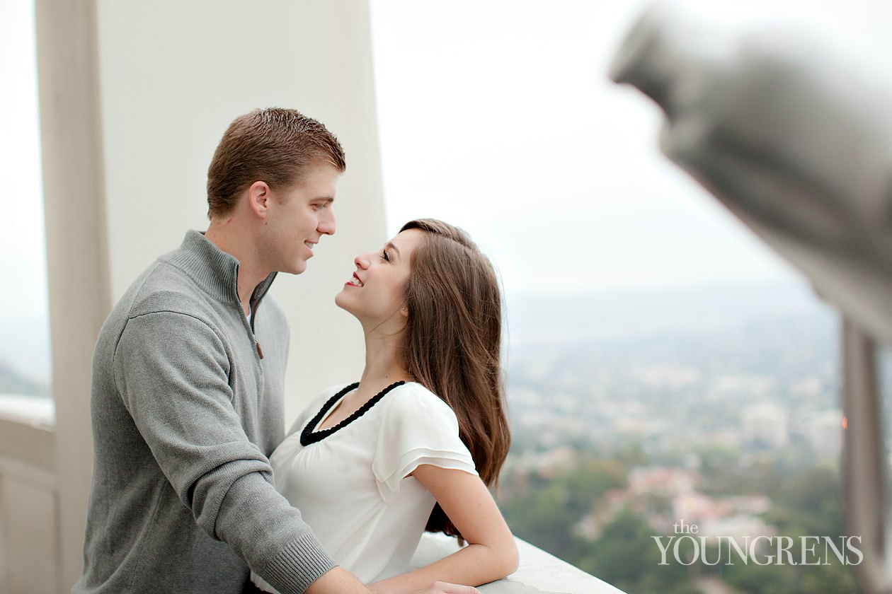 Los Angeles engagement, downtown Los Angeles engagement, enagagement at Los Angeles central library, library engagement, urban engagement, pink engagement, engagement with flowers, downtown engagement session