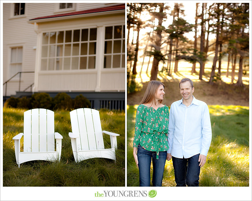 San Francisco engagement, Cavallo Point engagement, Golden Gate bridge engagement, engagement session in San Francisco, engagement with adirondack chairs, Sausalito engagement