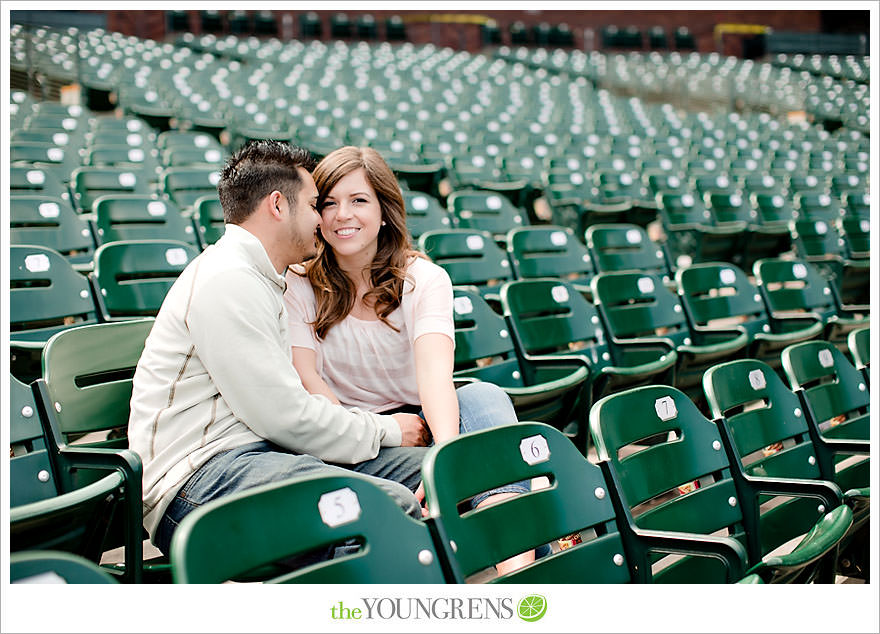 San Francisco engagement, Giants Stadium engagement, engagement session at AT&T Park, baseball engagement, engagement session in San Francisco, Major League Baseball engagement, MLB engagement, baseball stadium engagement, Giants baseball engagement, San Francisco Giants engagement, engagement session with Giants fans, engagement session inside Giants Stadium, engagement session inside AT&T park