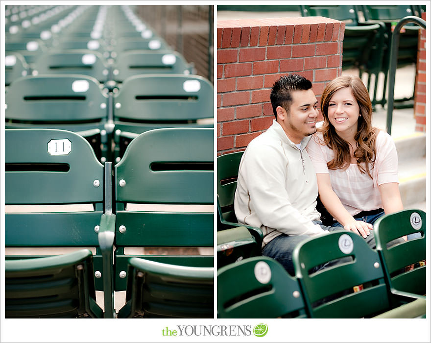 San Francisco engagement, Giants Stadium engagement, engagement session at AT&T Park, baseball engagement, engagement session in San Francisco, Major League Baseball engagement, MLB engagement, baseball stadium engagement, Giants baseball engagement, San Francisco Giants engagement, engagement session with Giants fans, engagement session inside Giants Stadium, engagement session inside AT&T park