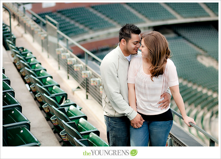 San Francisco engagement, Giants Stadium engagement, engagement session at AT&T Park, baseball engagement, engagement session in San Francisco, Major League Baseball engagement, MLB engagement, baseball stadium engagement, Giants baseball engagement, San Francisco Giants engagement, engagement session with Giants fans, engagement session inside Giants Stadium, engagement session inside AT&T park