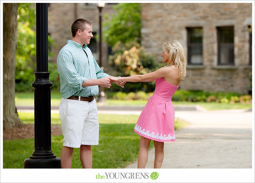 Villanova engagement session, philadelphia engagement session, university engagement session, engagement at Villanova University, college engagement, school-themed engagement, hot pink engagement, Sperry Top Sider engagement, engagement session with gold shoes, Up themed engagement