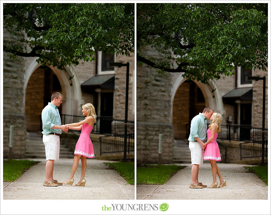 Villanova engagement session, philadelphia engagement session, university engagement session, engagement at Villanova University, college engagement, school-themed engagement, hot pink engagement, Sperry Top Sider engagement, engagement session with gold shoes, Up themed engagement