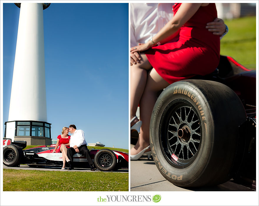 Long Beach engagement session, Grand Prix engagement, engagement with racecars, Long Beach Grand Prix, Shoreline Park engagement