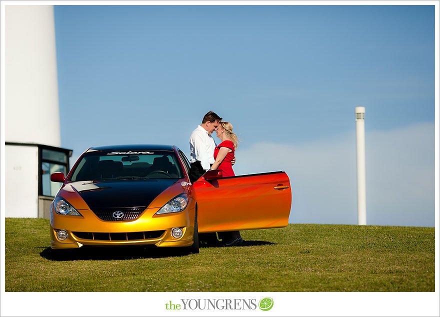 Long Beach engagement session, Grand Prix engagement, engagement with racecars, Long Beach Grand Prix, Shoreline Park engagement