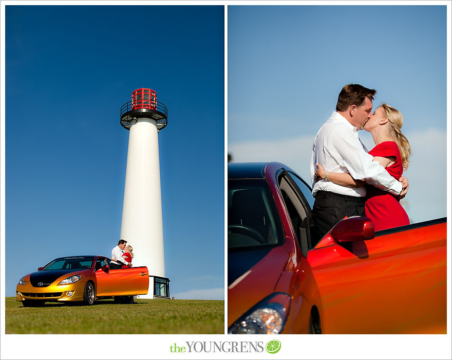 Long Beach engagement session, Grand Prix engagement, engagement with racecars, Long Beach Grand Prix, Shoreline Park engagement