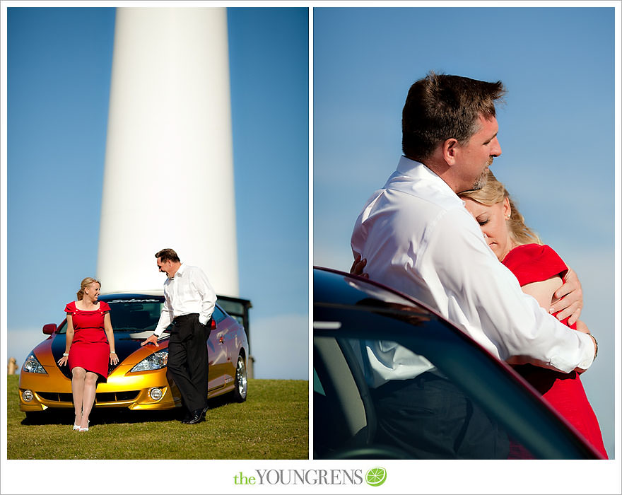 Long Beach engagement session, Grand Prix engagement, engagement with racecars, Long Beach Grand Prix, Shoreline Park engagement