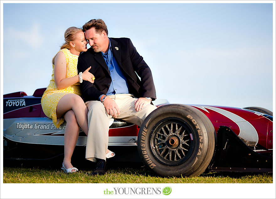 Long Beach engagement session, Grand Prix engagement, engagement with racecars, Long Beach Grand Prix, Shoreline Park engagement