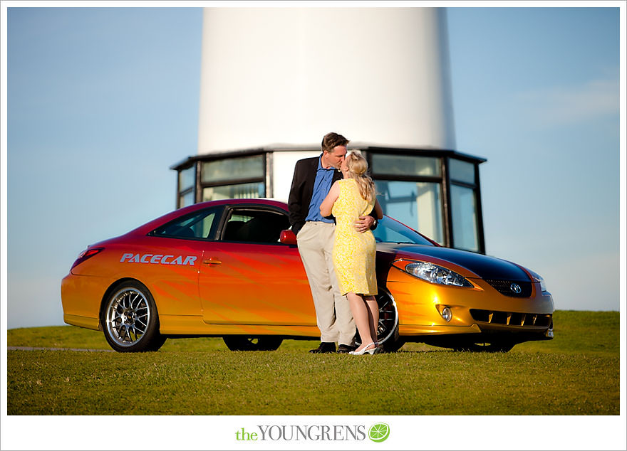 Long Beach engagement session, Grand Prix engagement, engagement with racecars, Long Beach Grand Prix, Shoreline Park engagement