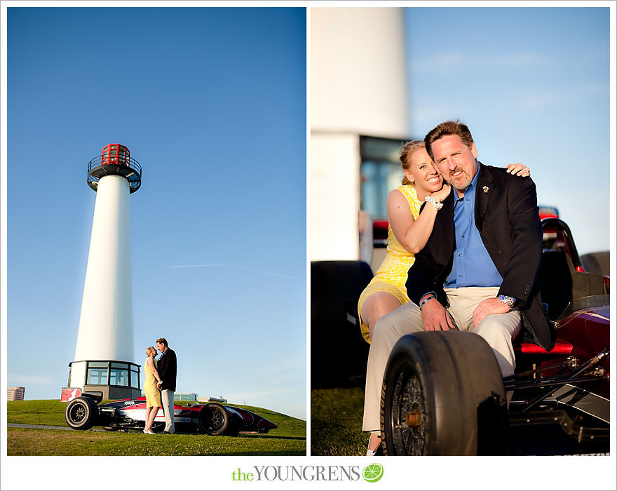 Long Beach engagement session, Grand Prix engagement, engagement with racecars, Long Beach Grand Prix, Shoreline Park engagement