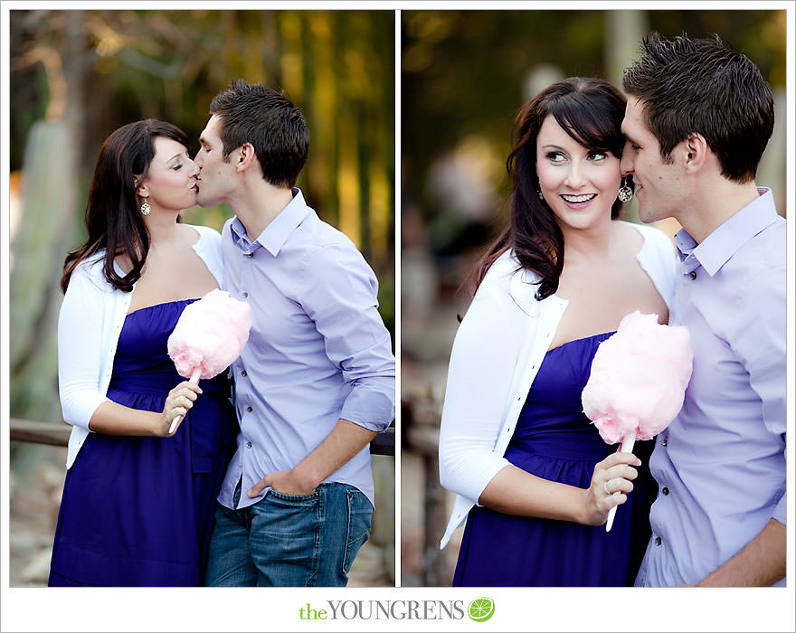 Disneyland engagement session, engagement at Disney, Disney themed engagement, theme park engagement session, engagement with Disney castle, cotton candy engagement