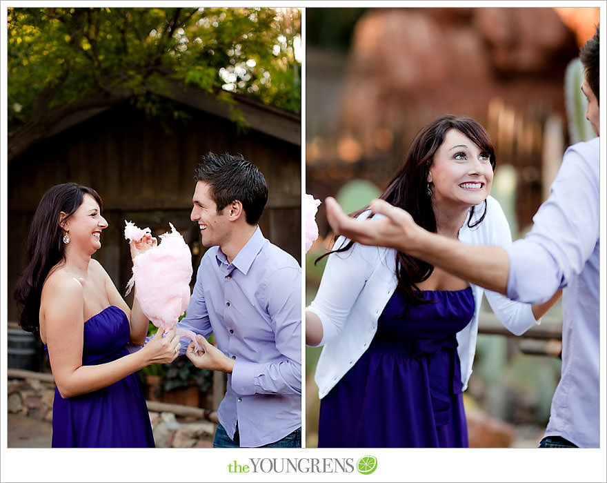 Disneyland engagement session, engagement at Disney, Disney themed engagement, theme park engagement session, engagement with Disney castle, cotton candy engagement