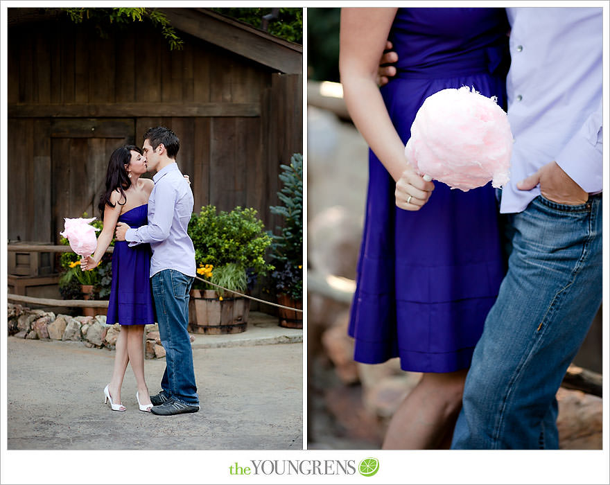 Disneyland engagement session, engagement at Disney, Disney themed engagement, theme park engagement session, engagement with Disney castle, cotton candy engagement