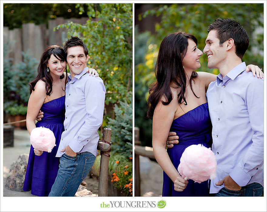 Disneyland engagement session, engagement at Disney, Disney themed engagement, theme park engagement session, engagement with Disney castle, cotton candy engagement