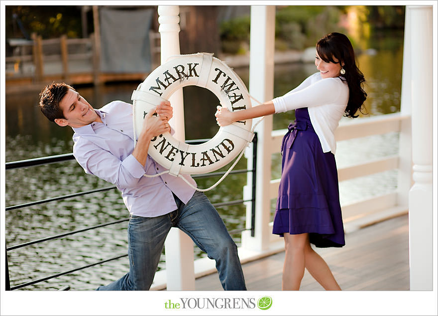 Disneyland engagement session, engagement at Disney, Disney themed engagement, theme park engagement session, engagement with Disney castle, cotton candy engagement