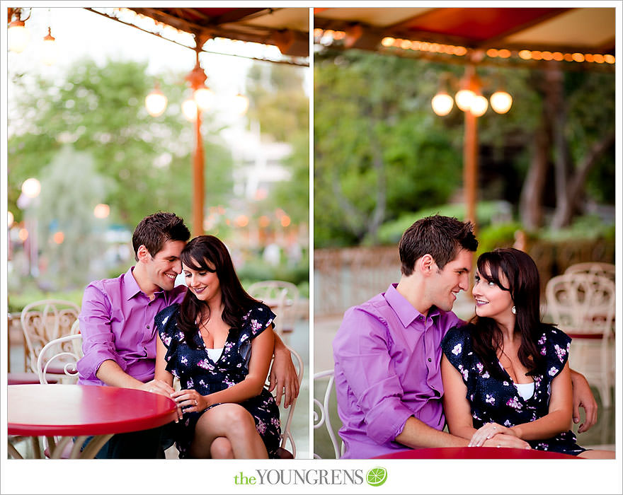 Disneyland engagement session, engagement at Disney, Disney themed engagement, theme park engagement session, engagement with Disney castle, cotton candy engagement, popcorn engagement