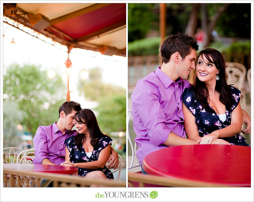 Disneyland engagement session, engagement at Disney, Disney themed engagement, theme park engagement session, engagement with Disney castle, cotton candy engagement, popcorn engagement