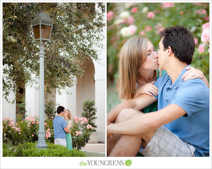 Pasadena City Hall engagement, Pasadena engagement, downtown Pasadena engagement, engagement with flowers, green engagement