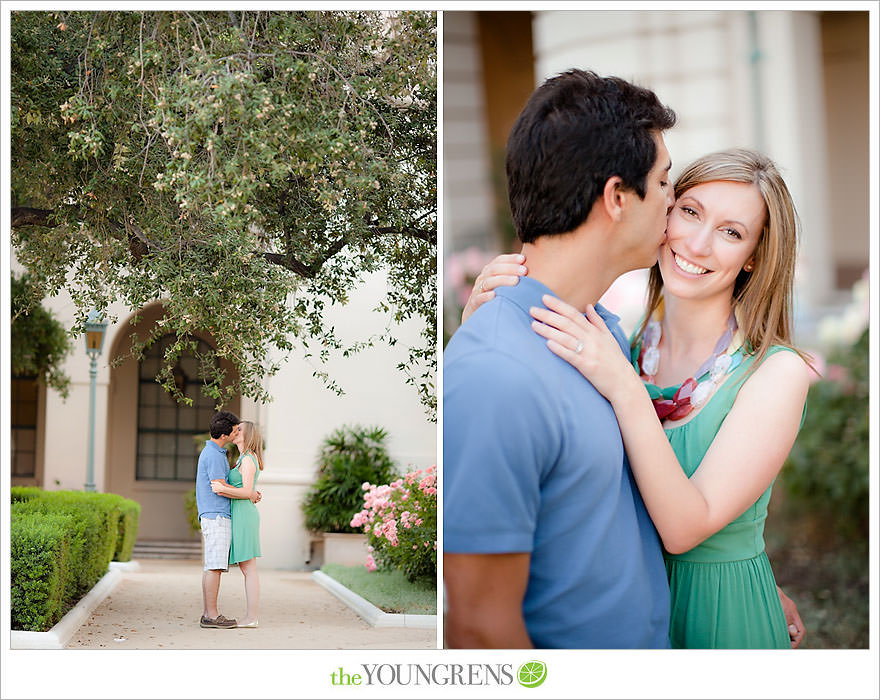 Pasadena City Hall engagement, Pasadena engagement, downtown Pasadena engagement, engagement with flowers, green engagement