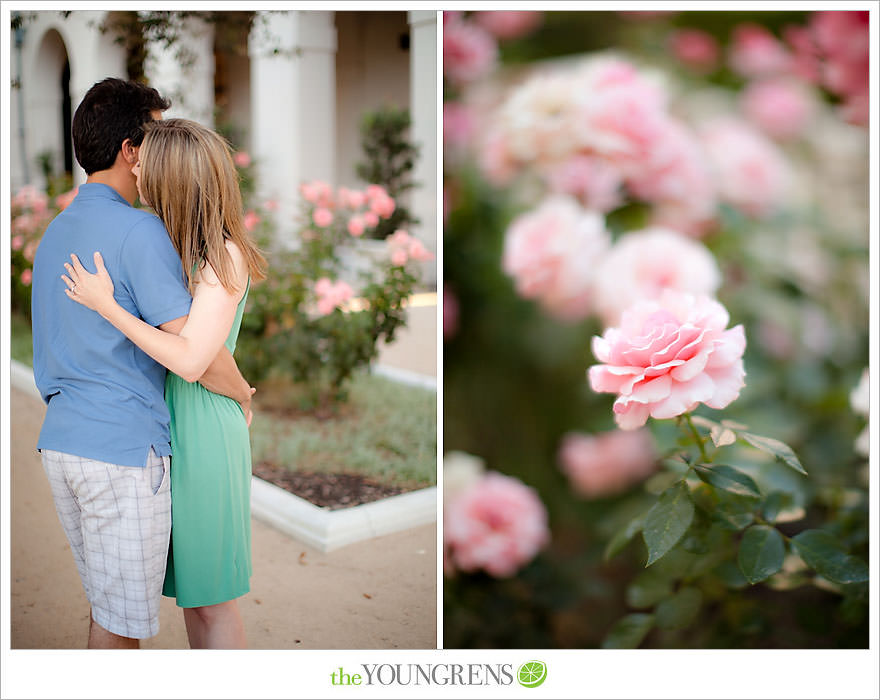 Pasadena City Hall engagement, Pasadena engagement, downtown Pasadena engagement, engagement with flowers, green engagement