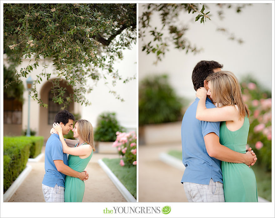 Pasadena City Hall engagement, Pasadena engagement, downtown Pasadena engagement, engagement with flowers, green engagement