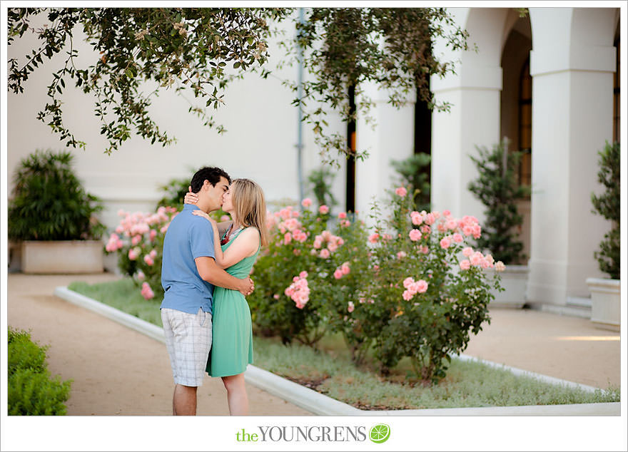 Pasadena City Hall engagement, Pasadena engagement, downtown Pasadena engagement, engagement with flowers, green engagement