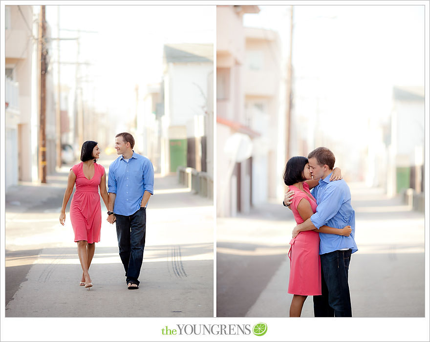 San Diego engagement session, beach engagement, engagement session on the beach, Mission Beach engagement, urban engagement, beach village engagement, engagement session in Mission Beach, enagement at South Mission Beach, jetty engagement, photos on the beach, photos on a jetty