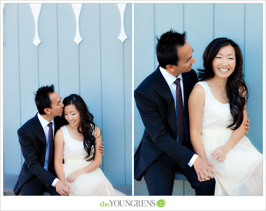 Balboa Island engagement session, carnival engagement session, beach engagement session, pier engagement session, sunset engagement photos, Newport Beach engagement session, arcade engagement session, Vietnamese engagement session