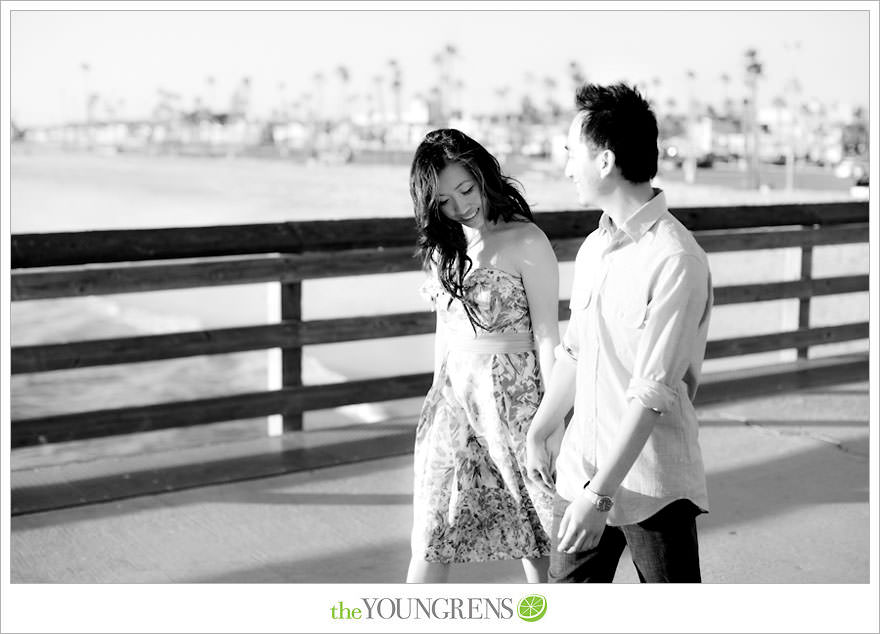 Balboa Island engagement session, carnival engagement session, beach engagement session, pier engagement session, sunset engagement photos, Newport Beach engagement session, arcade engagement session, Vietnamese engagement session