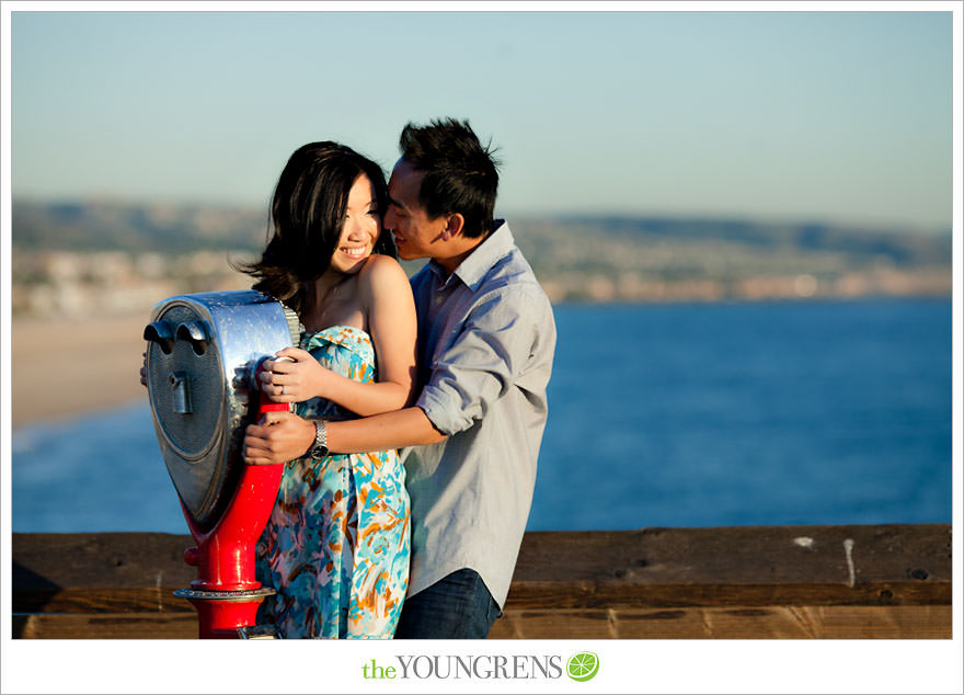 Balboa Island engagement session, carnival engagement session, beach engagement session, pier engagement session, sunset engagement photos, Newport Beach engagement session, arcade engagement session, Vietnamese engagement session