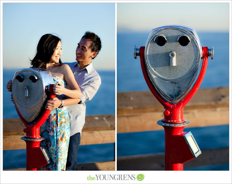 Balboa Island engagement session, carnival engagement session, beach engagement session, pier engagement session, sunset engagement photos, Newport Beach engagement session, arcade engagement session, Vietnamese engagement session