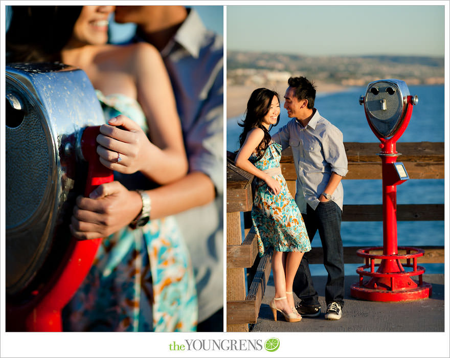 Balboa Island engagement session, carnival engagement session, beach engagement session, pier engagement session, sunset engagement photos, Newport Beach engagement session, arcade engagement session, Vietnamese engagement session