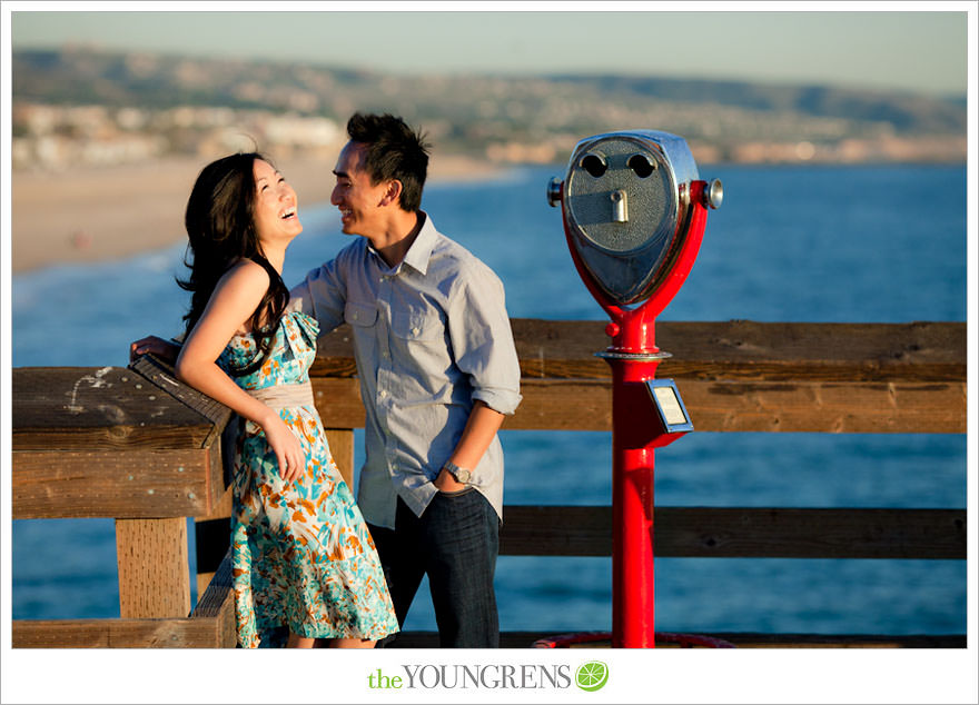 Balboa Island engagement session, carnival engagement session, beach engagement session, pier engagement session, sunset engagement photos, Newport Beach engagement session, arcade engagement session, Vietnamese engagement session