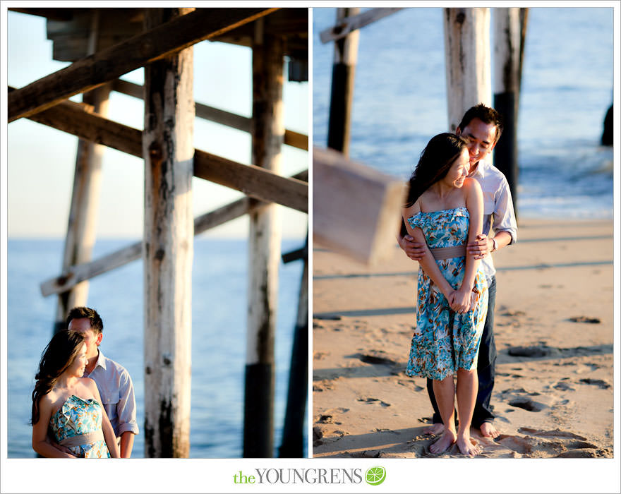 Balboa Island engagement session, carnival engagement session, beach engagement session, pier engagement session, sunset engagement photos, Newport Beach engagement session, arcade engagement session, Vietnamese engagement session