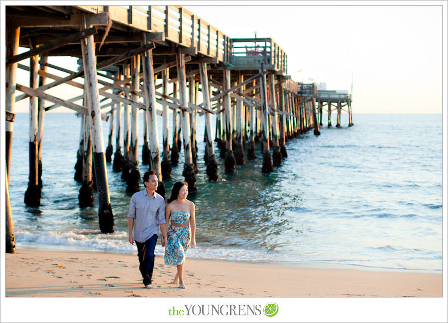 Balboa Island engagement session, carnival engagement session, beach engagement session, pier engagement session, sunset engagement photos, Newport Beach engagement session, arcade engagement session, Vietnamese engagement session