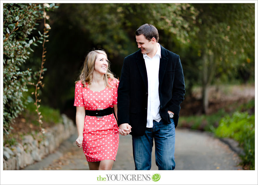 Rancho Santa Fe engagement session, San Diego engagement session, polka dot engagement session, orchard engagement session, engagement session with lemons, pink engagement session, Rancho Santa Fe Inn engagement session