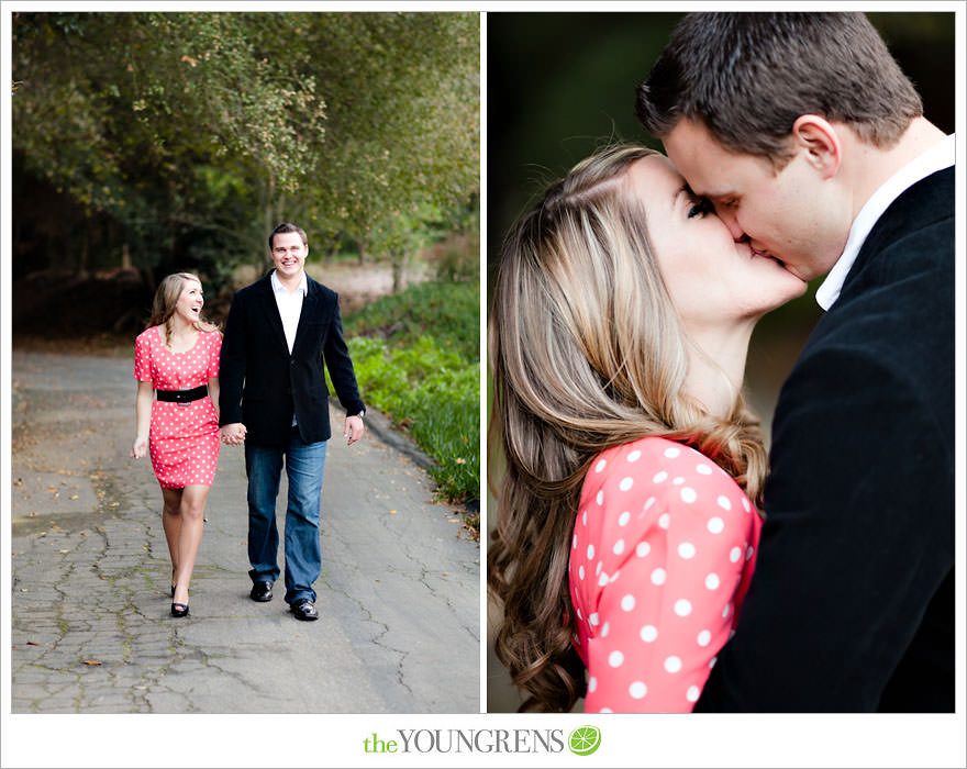 Rancho Santa Fe engagement session, San Diego engagement session, polka dot engagement session, orchard engagement session, engagement session with lemons, pink engagement session, Rancho Santa Fe Inn engagement session