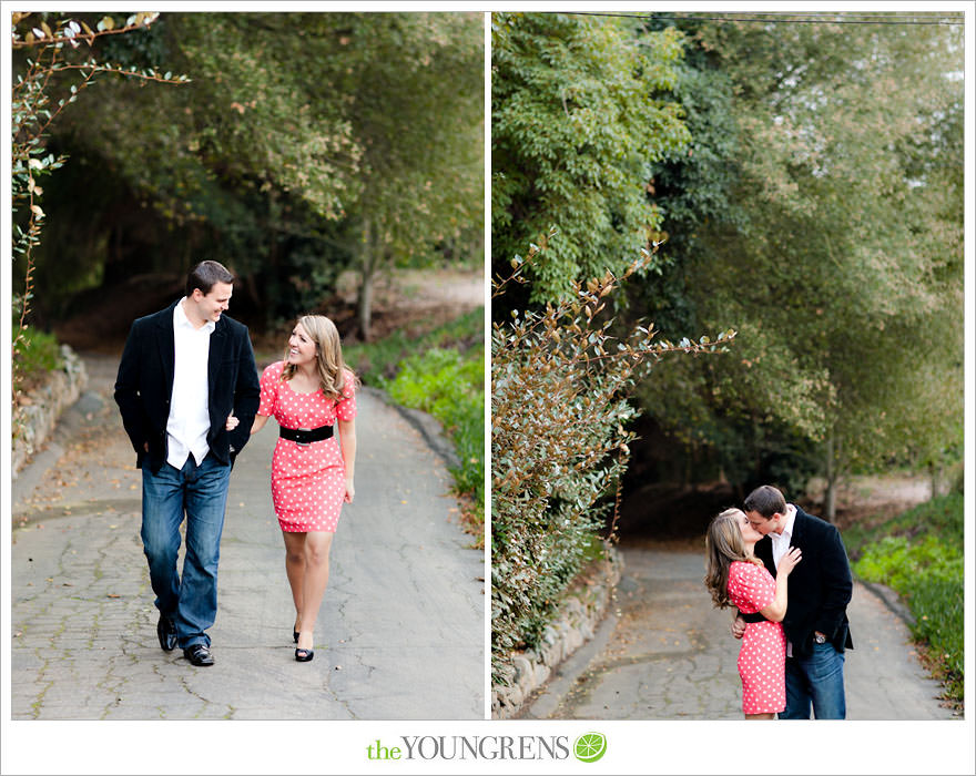 Rancho Santa Fe engagement session, San Diego engagement session, polka dot engagement session, orchard engagement session, engagement session with lemons, pink engagement session, Rancho Santa Fe Inn engagement session