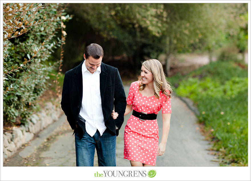 Rancho Santa Fe engagement session, San Diego engagement session, polka dot engagement session, orchard engagement session, engagement session with lemons, pink engagement session, Rancho Santa Fe Inn engagement session