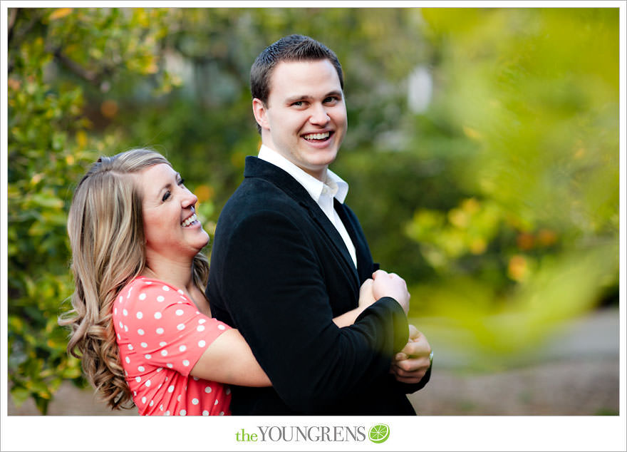 Rancho Santa Fe engagement session, San Diego engagement session, polka dot engagement session, orchard engagement session, engagement session with lemons, pink engagement session, Rancho Santa Fe Inn engagement session