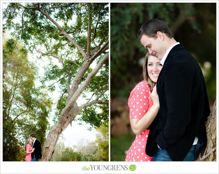 Rancho Santa Fe engagement session, San Diego engagement session, polka dot engagement session, orchard engagement session, engagement session with lemons, pink engagement session, Rancho Santa Fe Inn engagement session