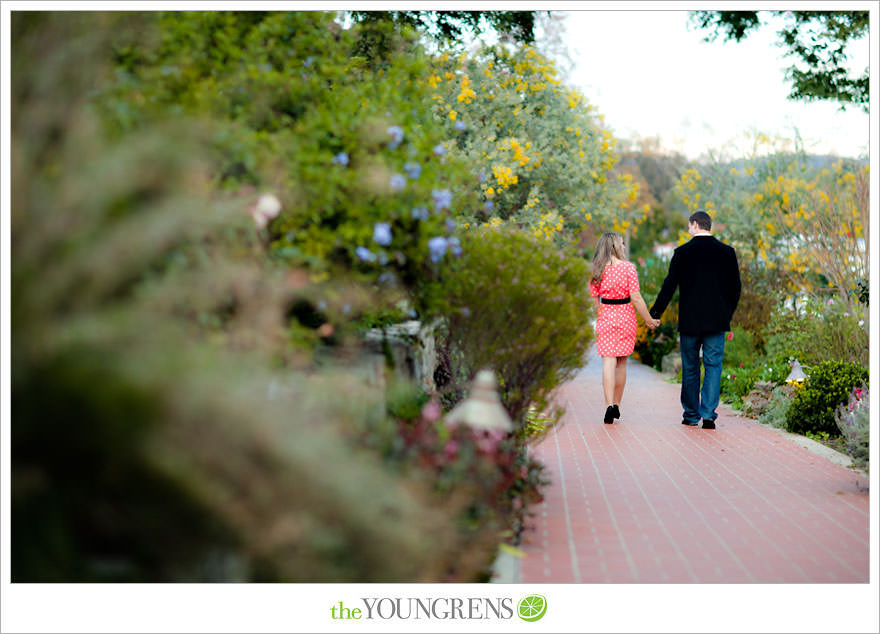 Rancho Santa Fe engagement session, San Diego engagement session, polka dot engagement session, orchard engagement session, engagement session with lemons, pink engagement session, Rancho Santa Fe Inn engagement session