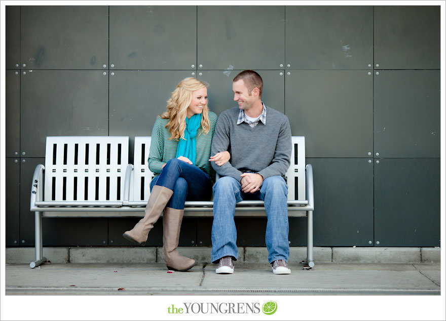 San Diego engagement session, Solana Beach engagement session, beach engagement session, Cedros avenue engagement sesssion, wedding date banner, wedding scrapbook photo, urban engagement session, picnic engagement session, champagne engagement session