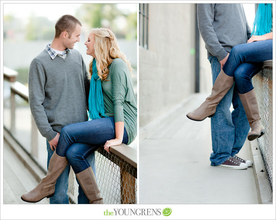 San Diego engagement session, Solana Beach engagement session, beach engagement session, Cedros avenue engagement sesssion, wedding date banner, wedding scrapbook photo, urban engagement session, picnic engagement session, champagne engagement session