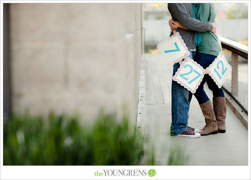 San Diego engagement session, Solana Beach engagement session, beach engagement session, Cedros avenue engagement sesssion, wedding date banner, wedding scrapbook photo, urban engagement session, picnic engagement session, champagne engagement session