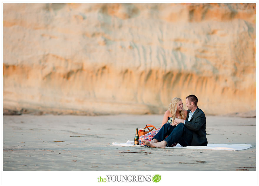 San Diego engagement session, Solana Beach engagement session, beach engagement session, Cedros avenue engagement sesssion, wedding date banner, wedding scrapbook photo, urban engagement session, picnic engagement session, champagne engagement session