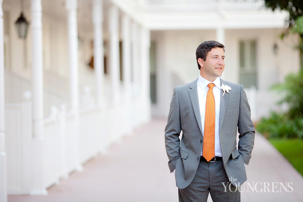 Hotel Del Coronado wedding, Crown Room reception at the Hotel Del Coronado, Windsor Lawn wedding at the Hotel Del Coronado, Karen Tran reception, Karen Tran wedding, Emily Smiley wedding, orange flower wedding, teal wedding, ballroom wedding, Platinum Pro dance floor, wedding with lounge furniture, wedding with sushi, Fab Cakes wedding